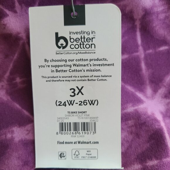 Terra & Sky Women’s Plus Biker Shorts 9" Inseam Shibori Violet Pink Size 3X - Picture 4 of 7